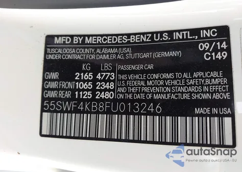 2015 Mercedes-Benz C 300 4Matic/Luxury 4Matic/Sport 4Matic из США, поврежденный, VIN 55SWF4KB8FU013246